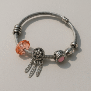 Trendy Flexible Oxidized Charm Bracelet