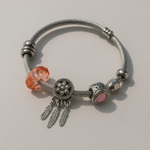 Trendy Flexible Oxidized Charm Bracelet
