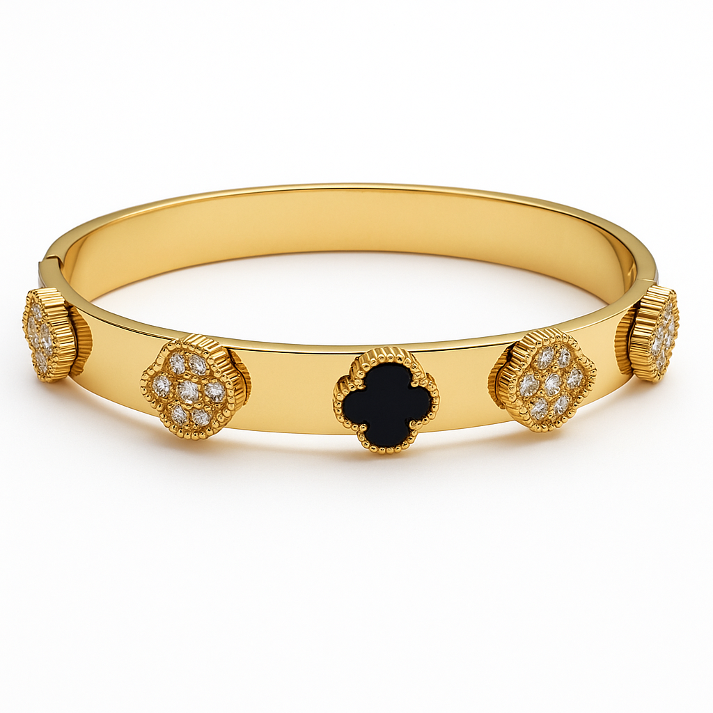 Crystal Flower Bangle Bracelet